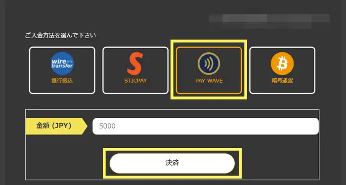 paywaveでの入金2