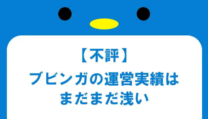 ブビンガの運営実績は浅い