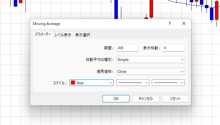 移動平均線の設定4