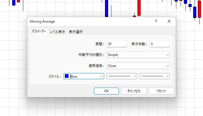 移動平均線の設定2