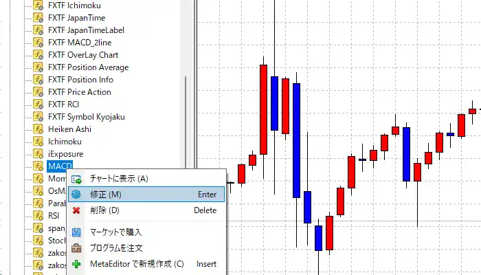 MACD線をヒストグラムから線に変更する1
