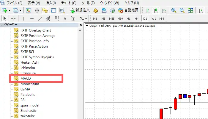 MACD線をヒストグラムから線に変更する6